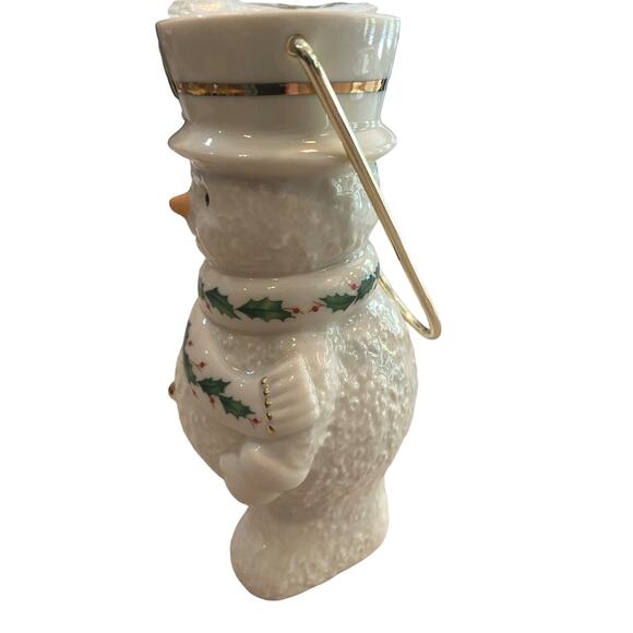 Lenox Snowman Tealight Lantern Figurine Gold Trim Handle Christmas Decorate - Picture 5 of 10